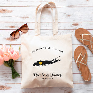 Long Island Wedding Welcome Bag, Black & Gold Tote Bag