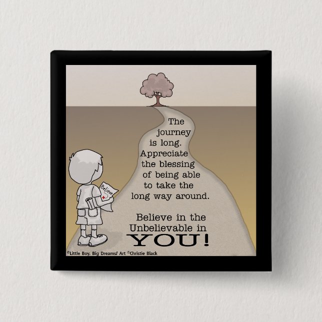 Long Journey 2 Inch Square Button (Front)