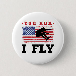 Long Jump American Flag You Run I Fly 2 Inch Round Button