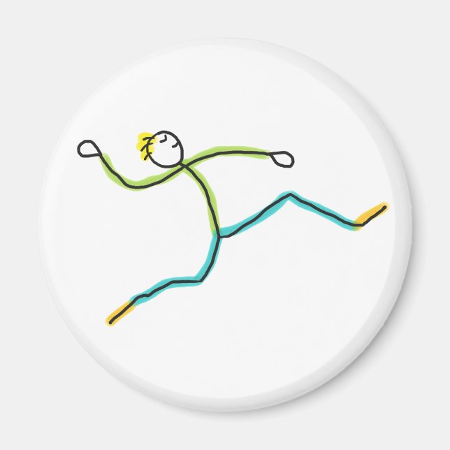 Long Jump Stickman Magnet (Front)