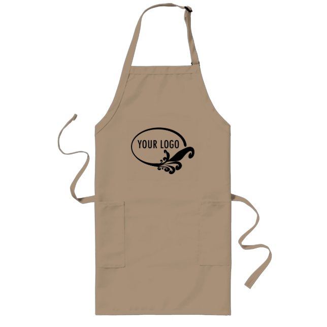 Long Khaki Apron Uniform Company Logo Promotional (Front)