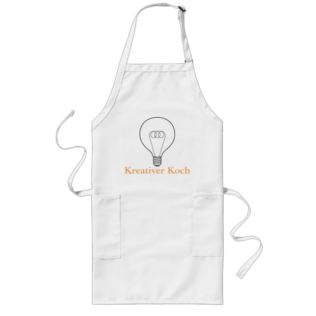 Long kitchen apron Creative chef orange text (Front)