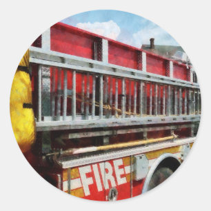 Long Ladder on Fire Truck Classic Round Sticker