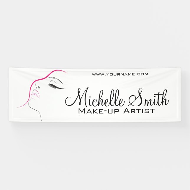 Long lashes eyeliner Lash Extensions Pink Black Banner (Horizontal)