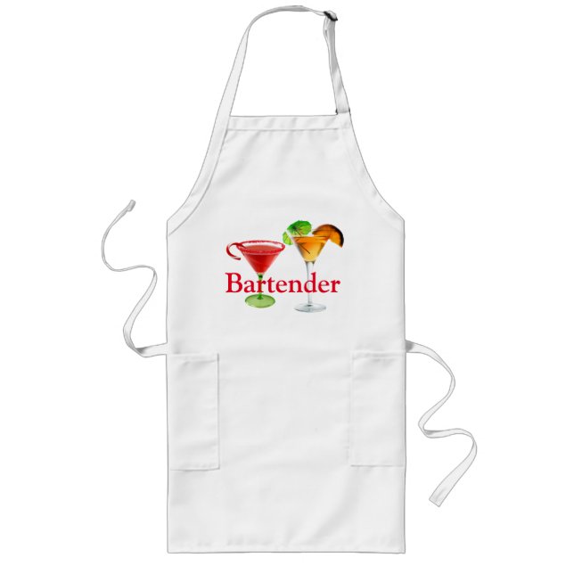 Long Le barman de tablier a conçu des cocktails (Devant)