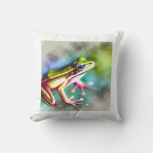 Long legged frog 100924AREF149 - Watercolor Throw Pillow