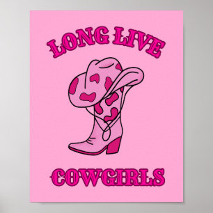 Long Live Cowgirls Pink Preppy Poster