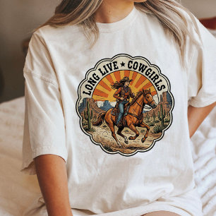 Long Live Cowgirls Western Horse Rider Sunset Dese Tri-Blend Shirt