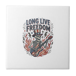 Long Live Freedom Patriotic Skeleton Rocker Shirt_ Tile