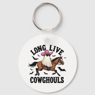 Long Live Ghouls Spooky Halloween Ghost Cowboy Keychain