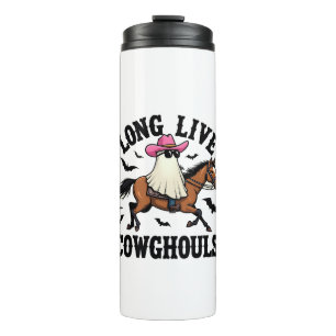 Long Live Ghouls Spooky Halloween Ghost Cowboy Thermal Tumbler