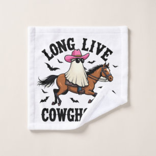 Long Live Ghouls Spooky Halloween Ghost Cowboy Wash Cloth
