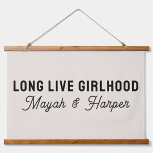 Long Live Girlhood Custom Names Girls Room Sisters Hanging Tapestry