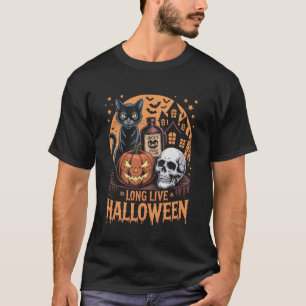 Long Live Halloween Funny Pumpkin Halloween Black  T-Shirt