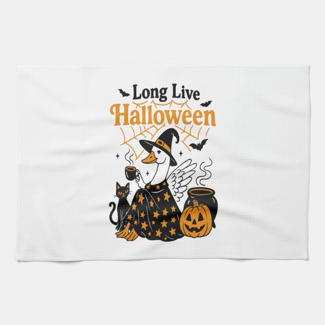 Long Live Halloween Goose Witch Kitchen Towel (Horizontal)