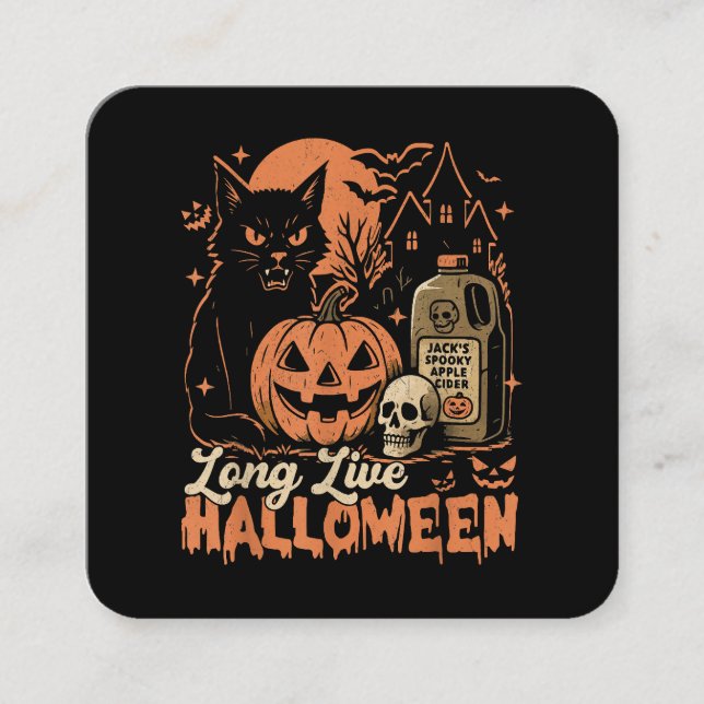 Long Live Halloween Square Business Card (Front)