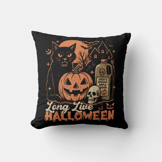 Long Live Halloween Throw Pillow (Front)
