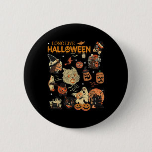 Long Live Halloween Vintage Pumpkin Witch Ghost Bl 2 Inch Round Button
