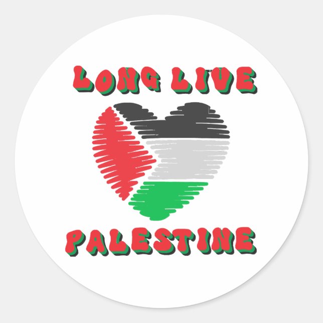 Long Live Palestine Classic Round Sticker (Front)