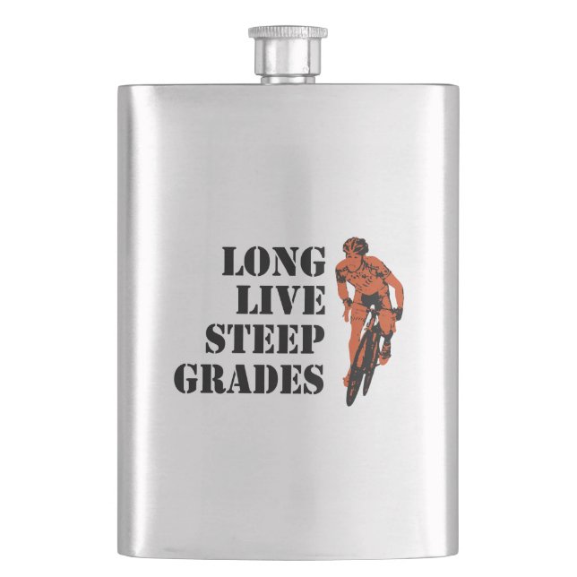 Long Live Steep Grades Cycling Hip Flask (Front)