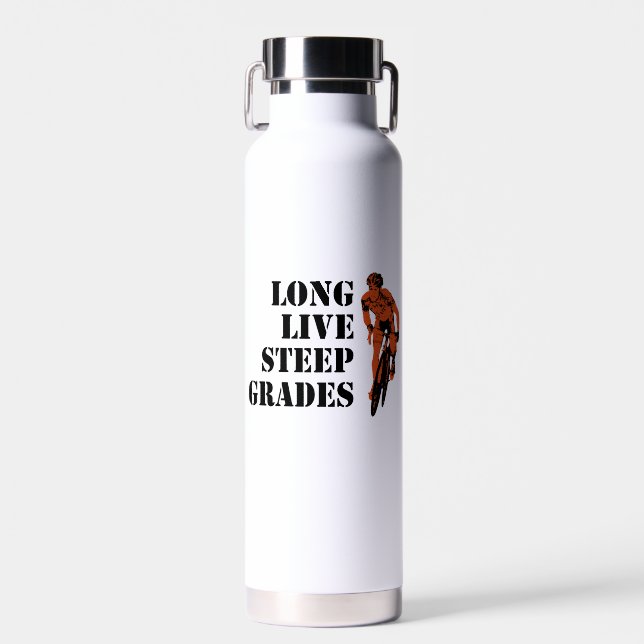 Long Live Steep Grades Cycling Water Bottle (Front)