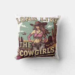 Long live the cowgirl throw pillow