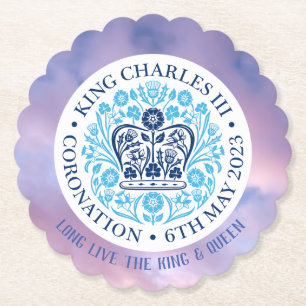 Long Live The King & Queen - Coronation. Editable. Paper Coaster