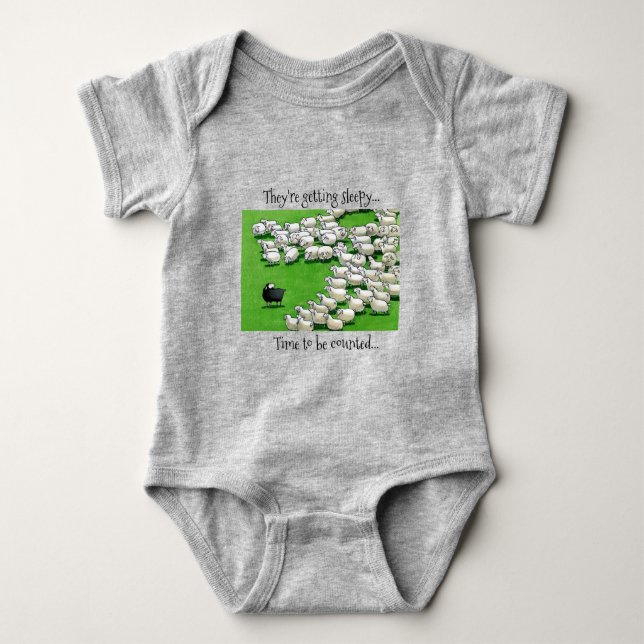 Long Lost Lamb: Counting Sheep BLK Baby Bodysuit (Front)