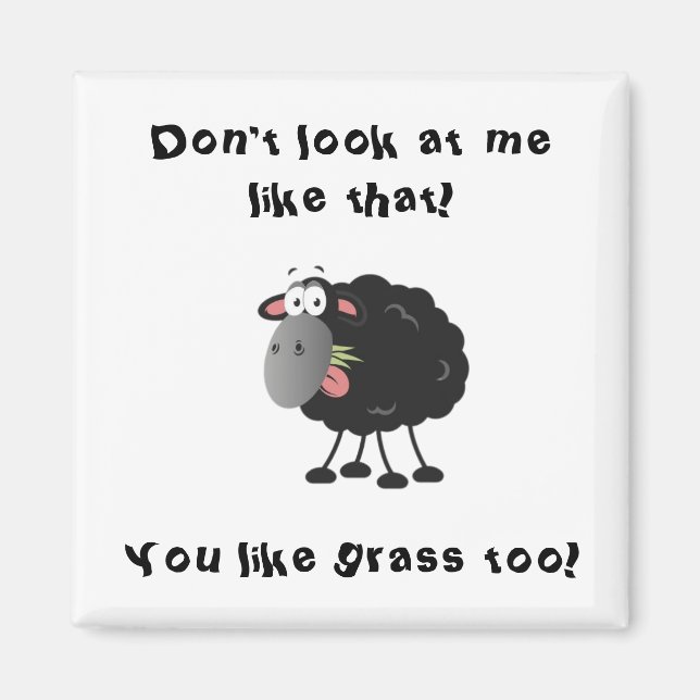 Long Lost Lamb: Grass Eating Black Sheep Magnet (Front)