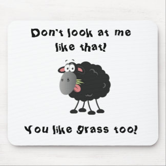 Long Lost Lamb: Grass Eating Black Sheep Mouse Pad