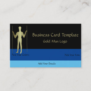 Long Man - Simple Gold Man Logo Business Card