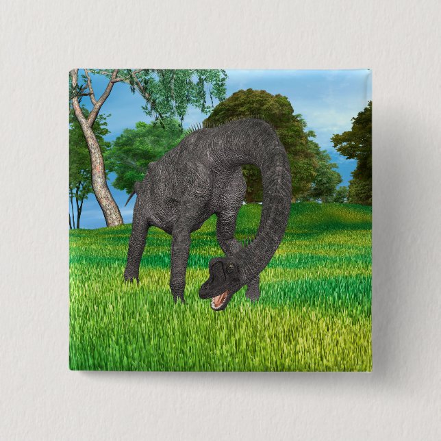 Long Neck Dinosaur Jungle Adventure 2 Inch Square Button (Front)