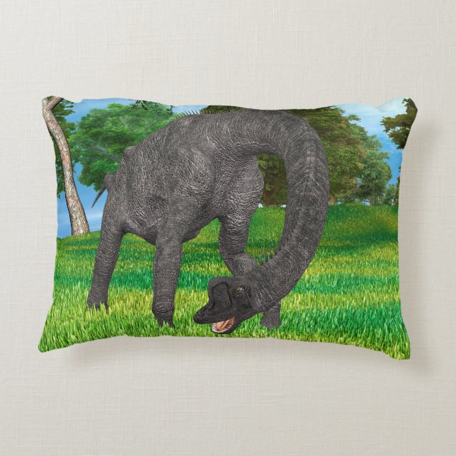 Long Neck Dinosaur Jungle Adventure Decorative Pillow (Back)