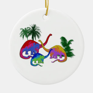 Long Necked Dinosaur Family Ceramic Ornament