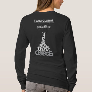Long noir de T-shirt de douille de dames