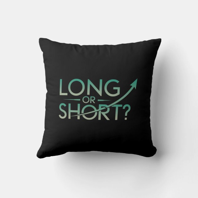 Long or Short? Trendy Stock Market Trading Pillow (Back)