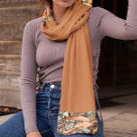 Long Orange Scarf with Forest Floors<br><div class="desc">Long Orange Chiffon Scarf with Forest Floor</div>