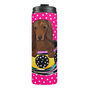 Long Red Haired Doxie Thermal Tumbler
