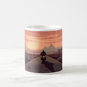 Long Ride On The Road With A Sunset Coffee Mug