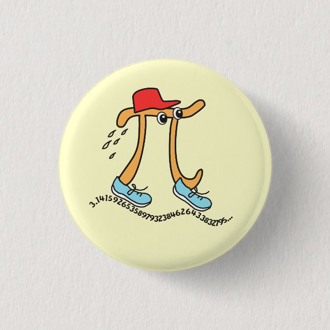 Long Running Pi - Funny Pi Guy Button (Front)