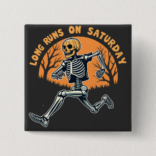 Long Runs On Saturday Spooky Skeleton Running 2 Inch Square Button