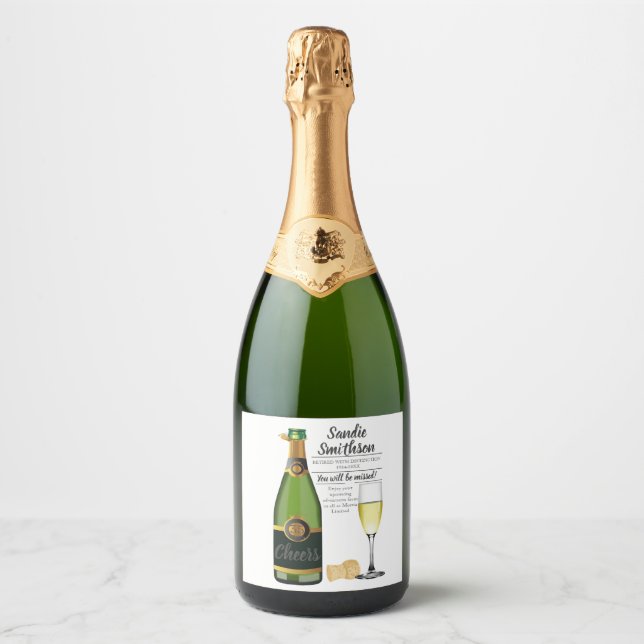 long service award retirement gift boss Sparkling  Sparkling Wine Label (Front)