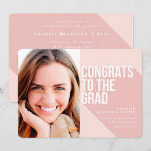 LONG SHADOW CONGRATS TO THE GRAD BLUSH PINK INVITATION