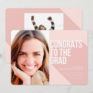 LONG SHADOW CONGRATS TO THE GRAD BLUSH PINK  INVITATION