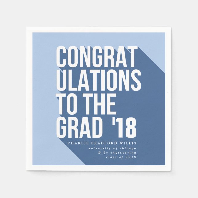 LONG SHADOW CONGRATS TO THE GRAD NAVY NAPKIN (Front)