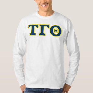 Long Sleeve Letters Tee - White with Navy/Yellow