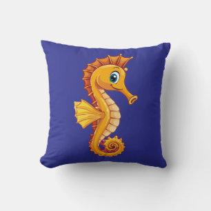 Long-snouted seahorse throw pillow