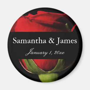Long Stem Red Rose Personal Wedding Magnet