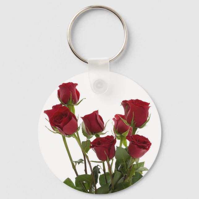 Long Stem Red Roses Keychain (Front)