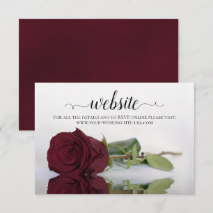 Long-Stemmed Burgundy Rose Elegant Wedding Website Enclosure Card